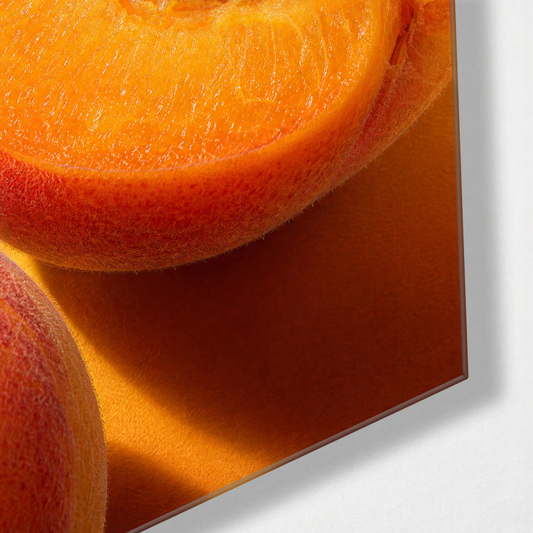 Halved Fruit, Edge to Edge glass wall art, corner view