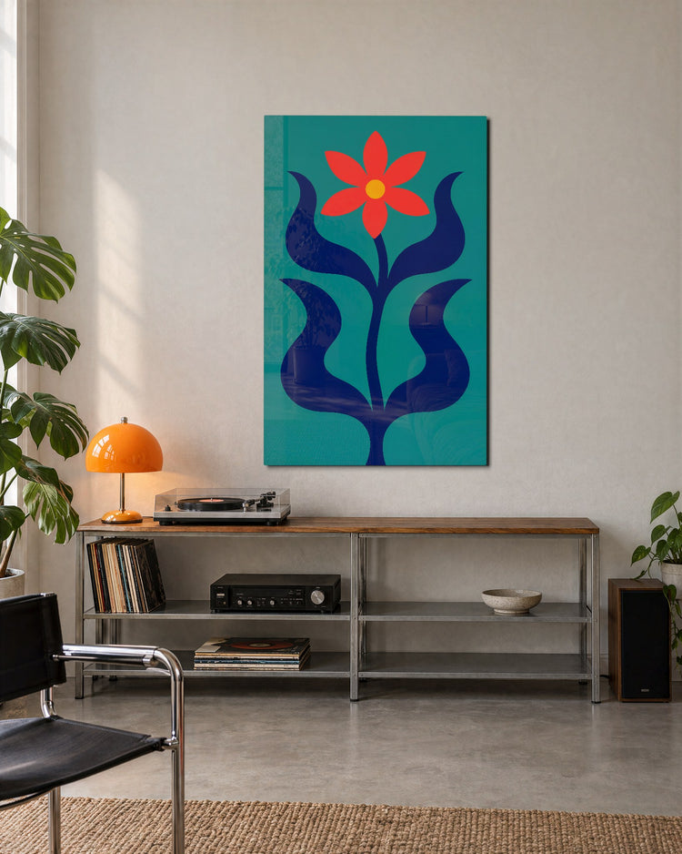 Solo Bloom glass wall art, lifestyle view