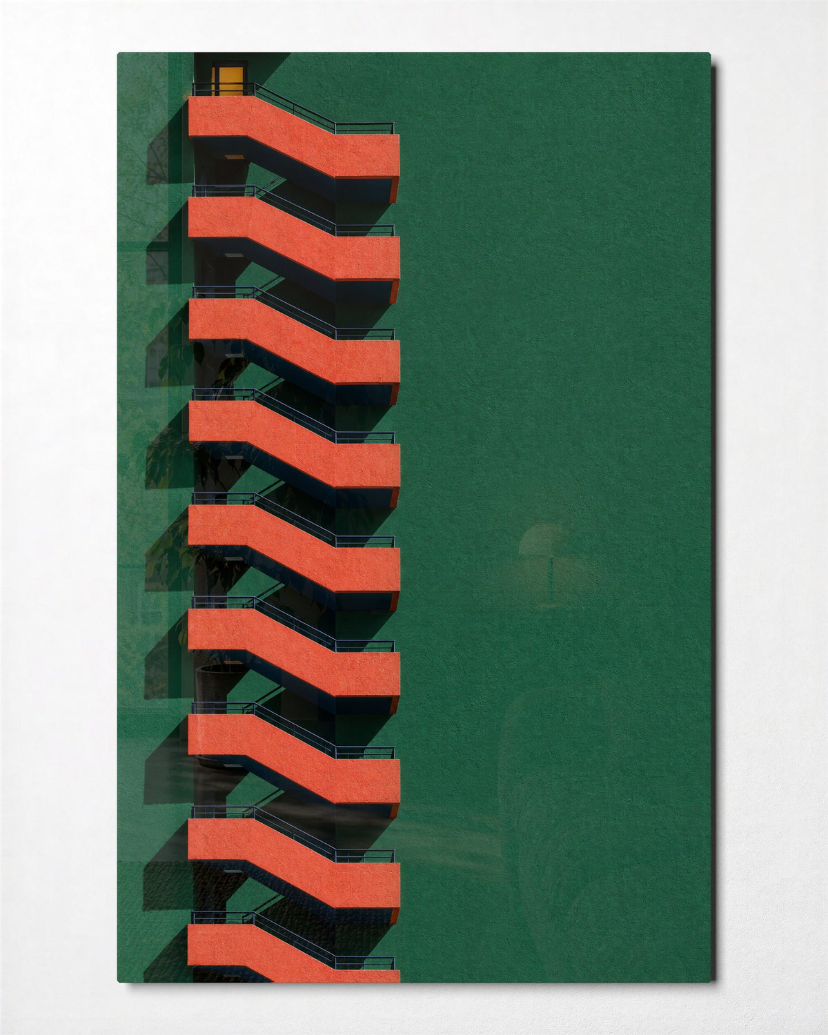 Staircase Switchback glass wall art, front view