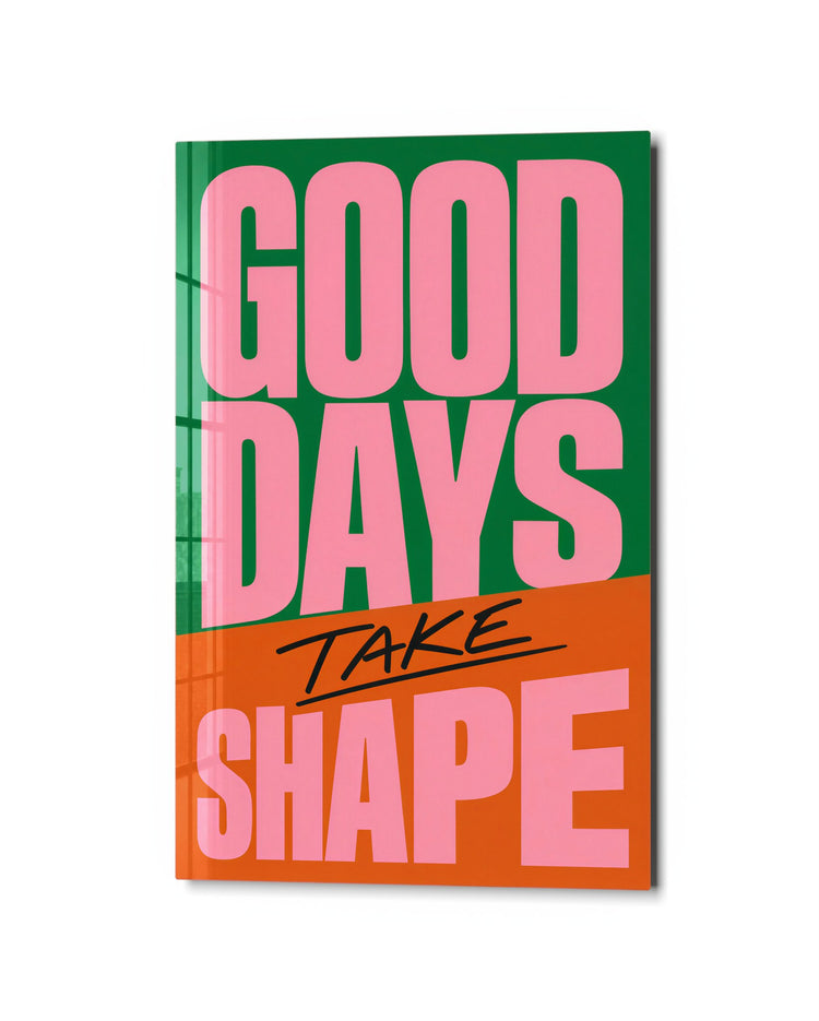 Make Today Count glass wall art, studio view
