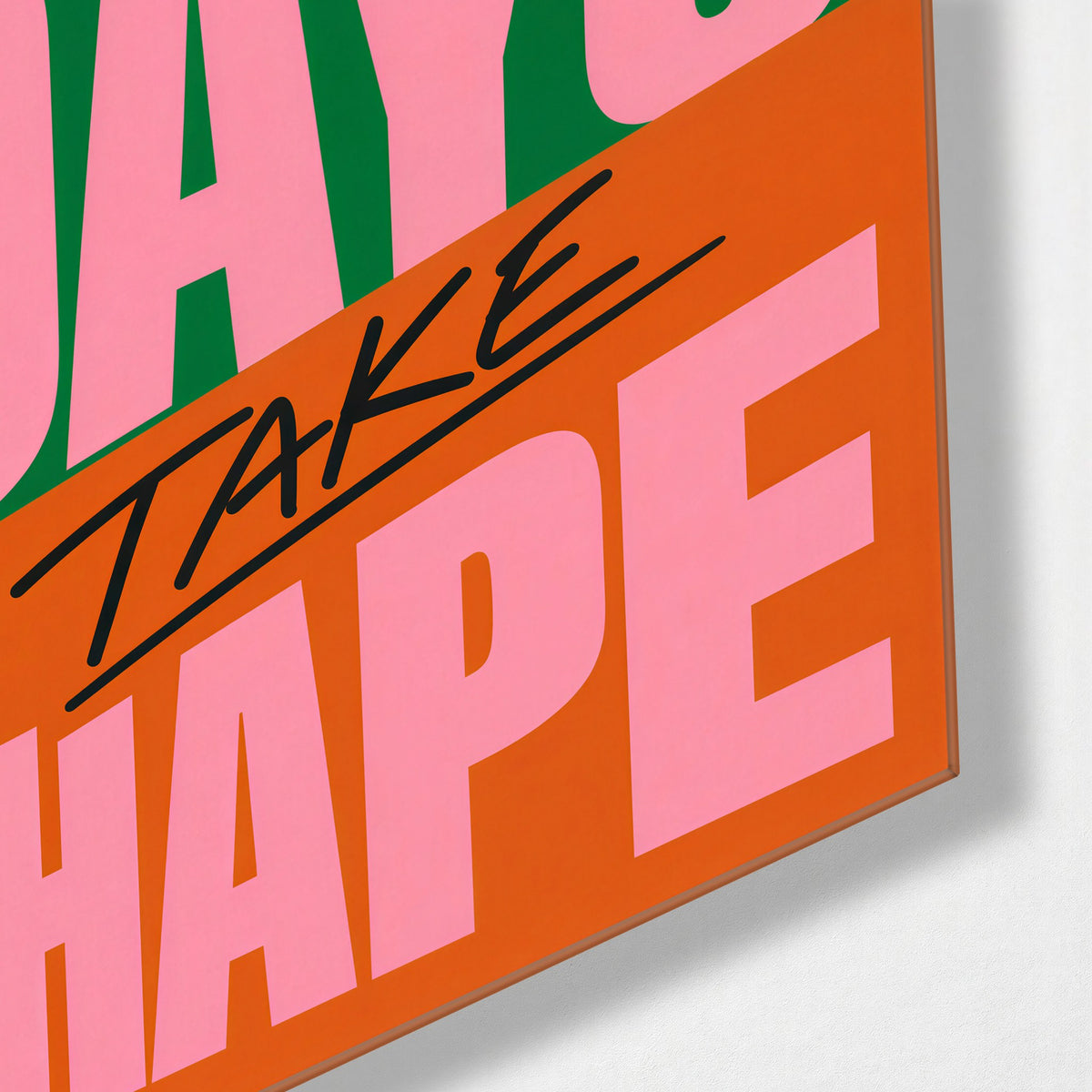 Make Today Count glass wall art, corner view
