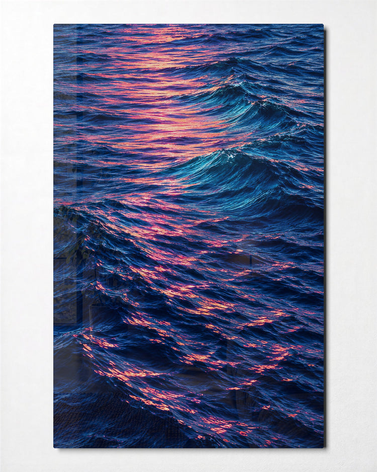 Evening Swell glass wall art, front view