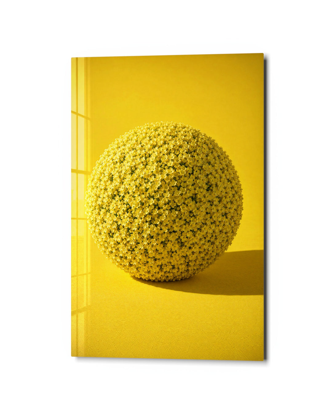 Planet of Buttercups glass wall art, studio view