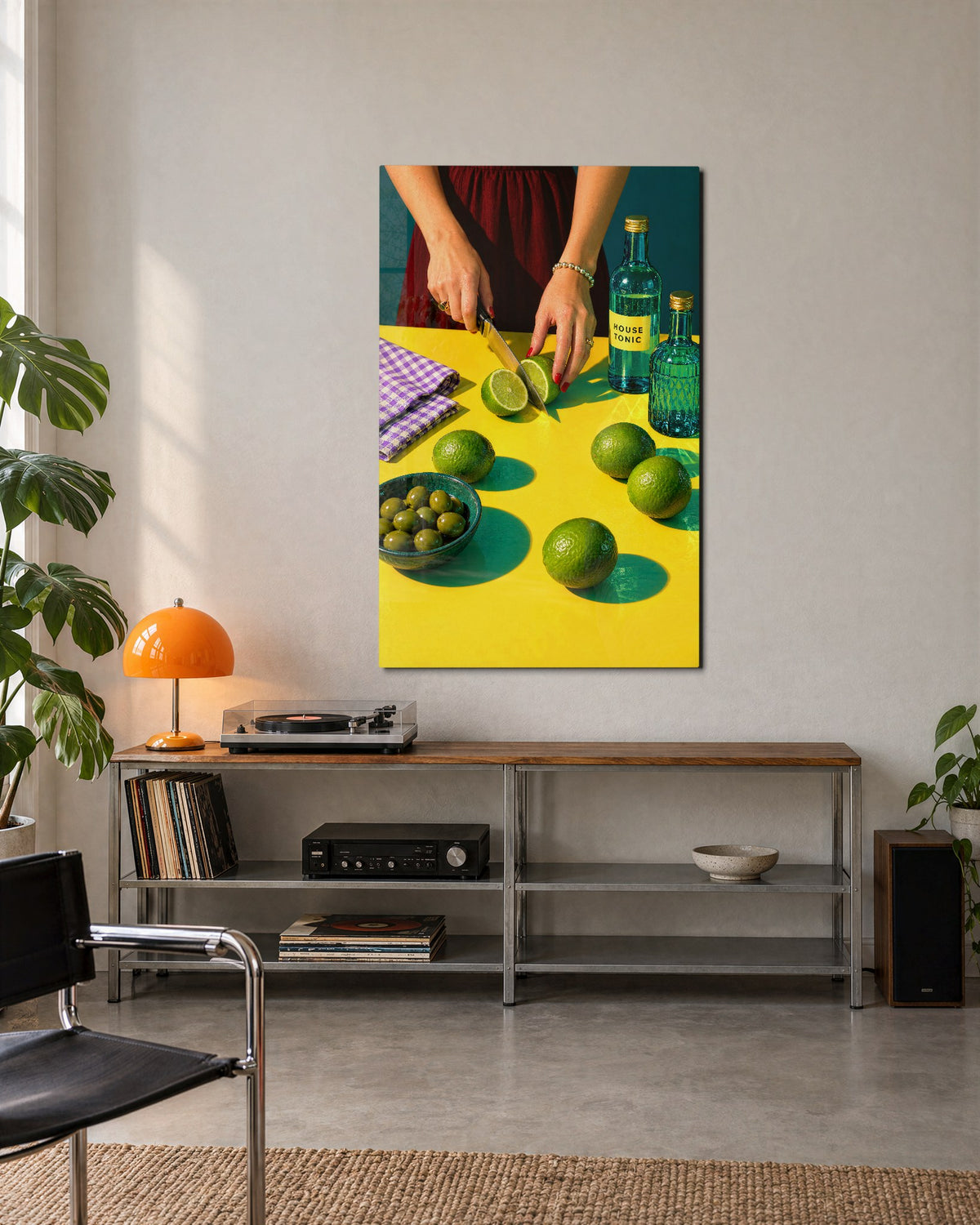 Kitchen Table Citrus glass wall art, lifestyle view