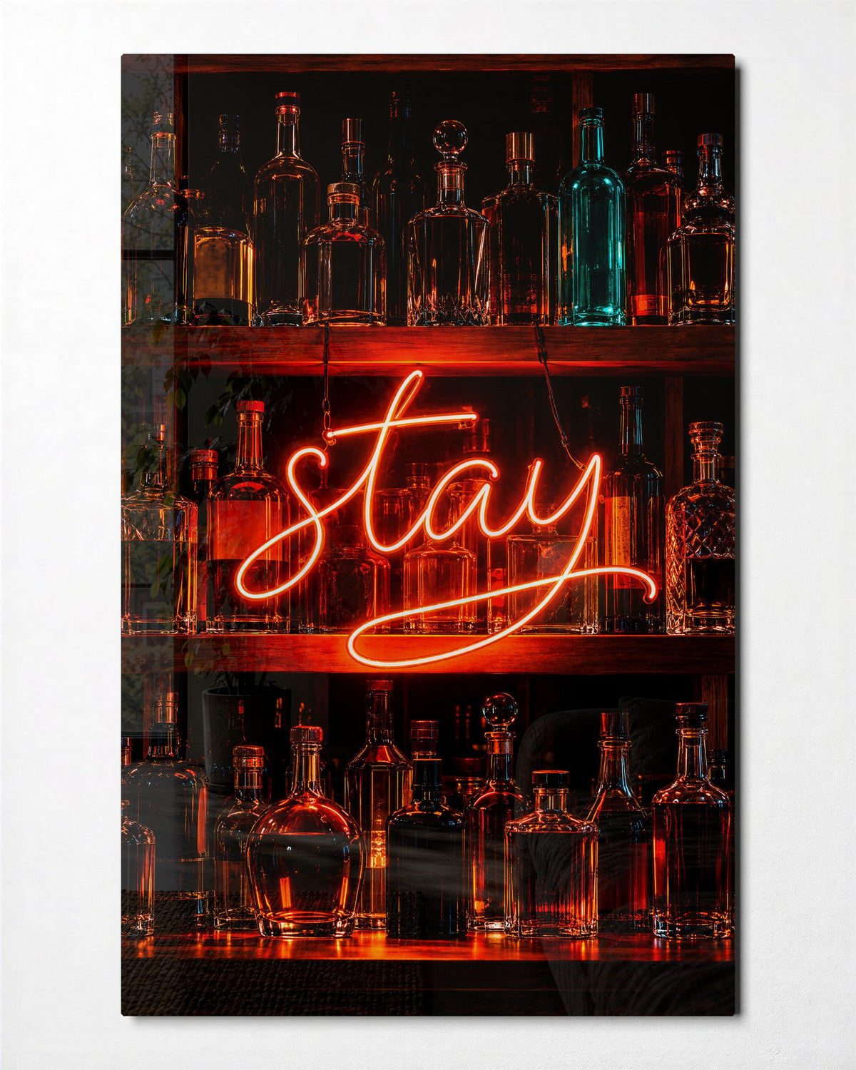 One More Round glass wall art, front view
