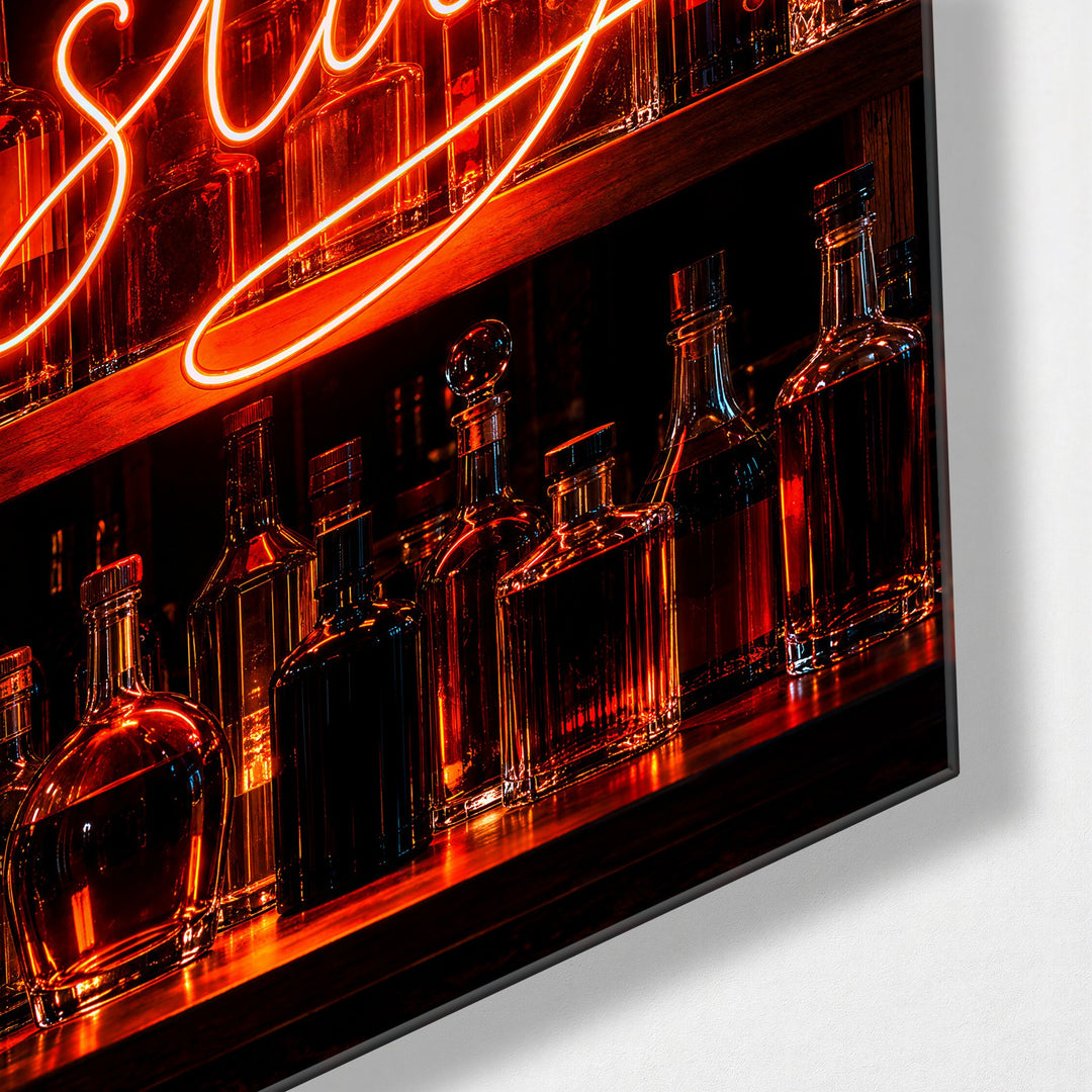 One More Round glass wall art, corner view