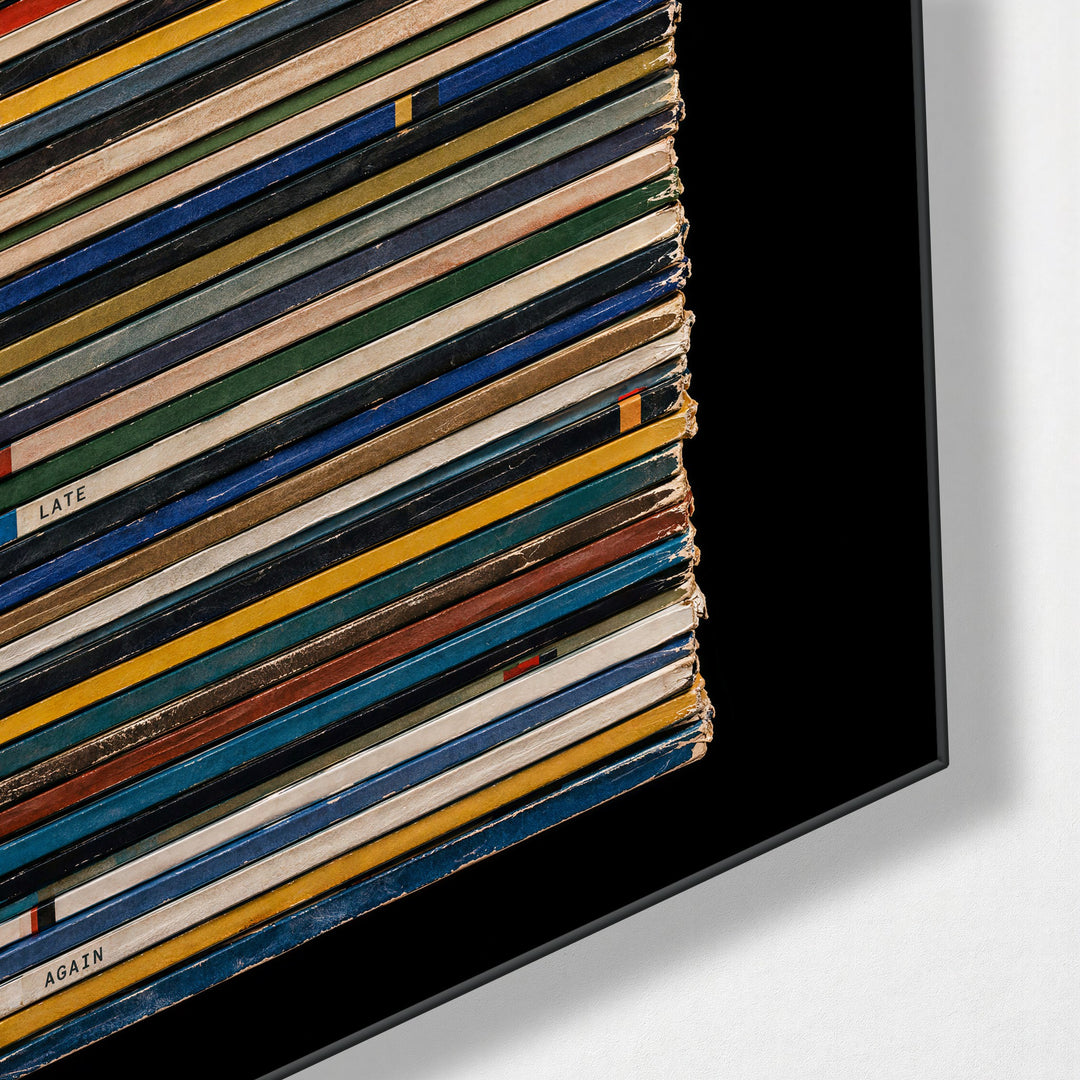 Years of Reading glass wall art, corner view