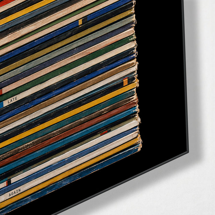 Years of Reading glass wall art, corner view
