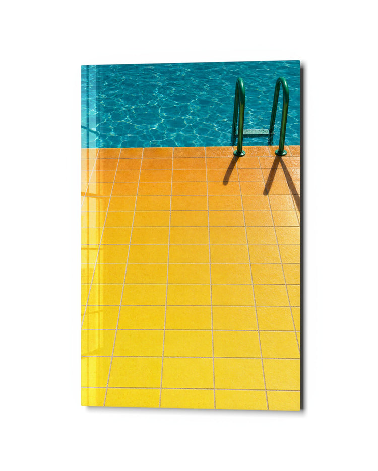 Deep End, Sunny Side glass wall art, studio view