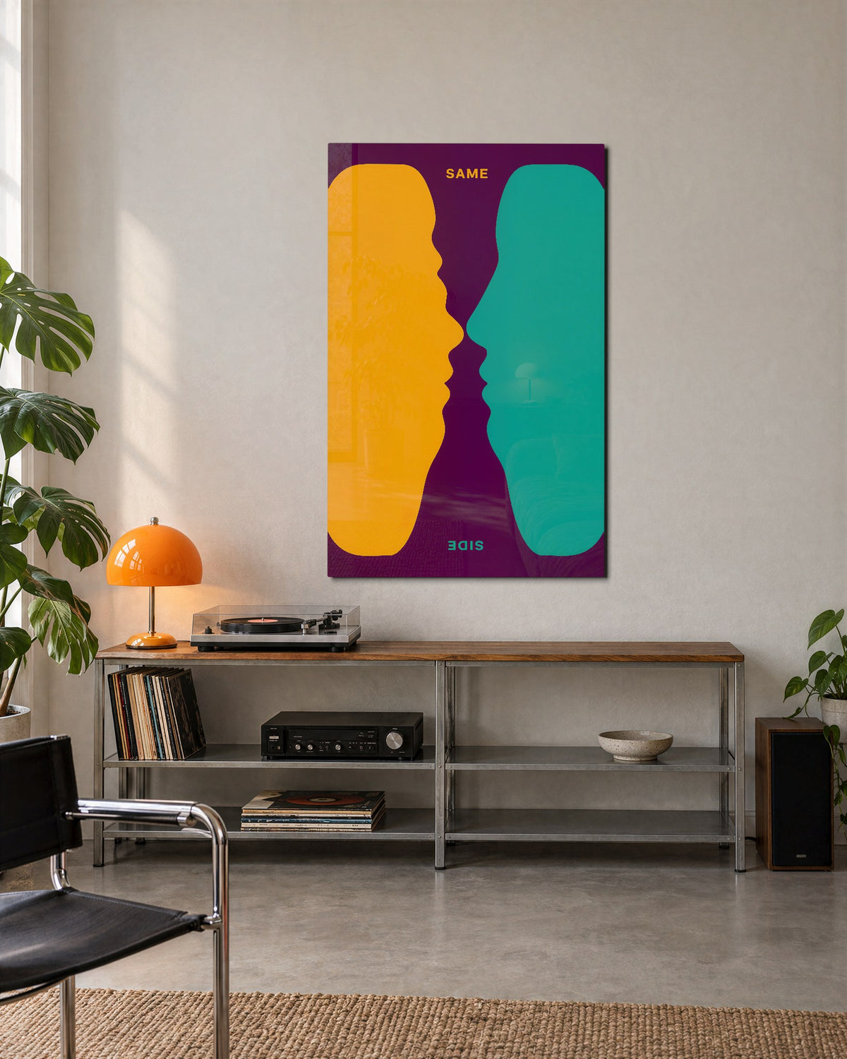 Face to Face, Eventually glass wall art, lifestyle view