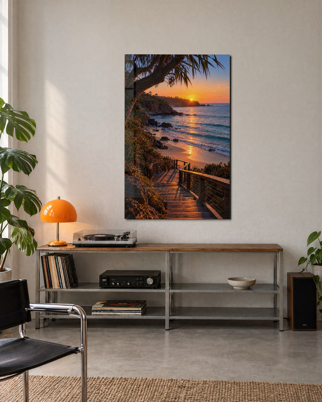 Down to the Last Light glass wall art, lifestyle view