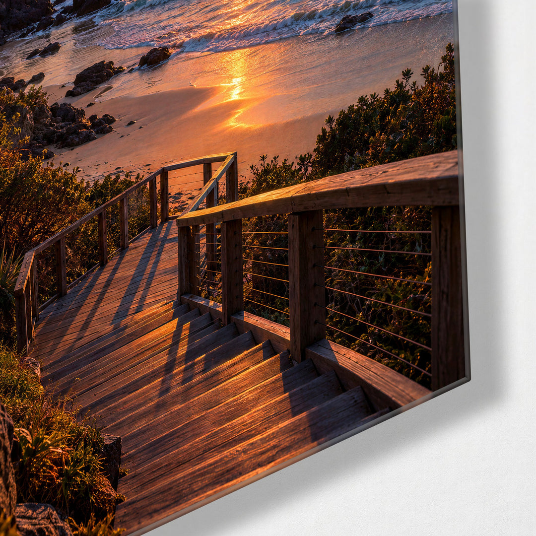 Down to the Last Light glass wall art, corner view