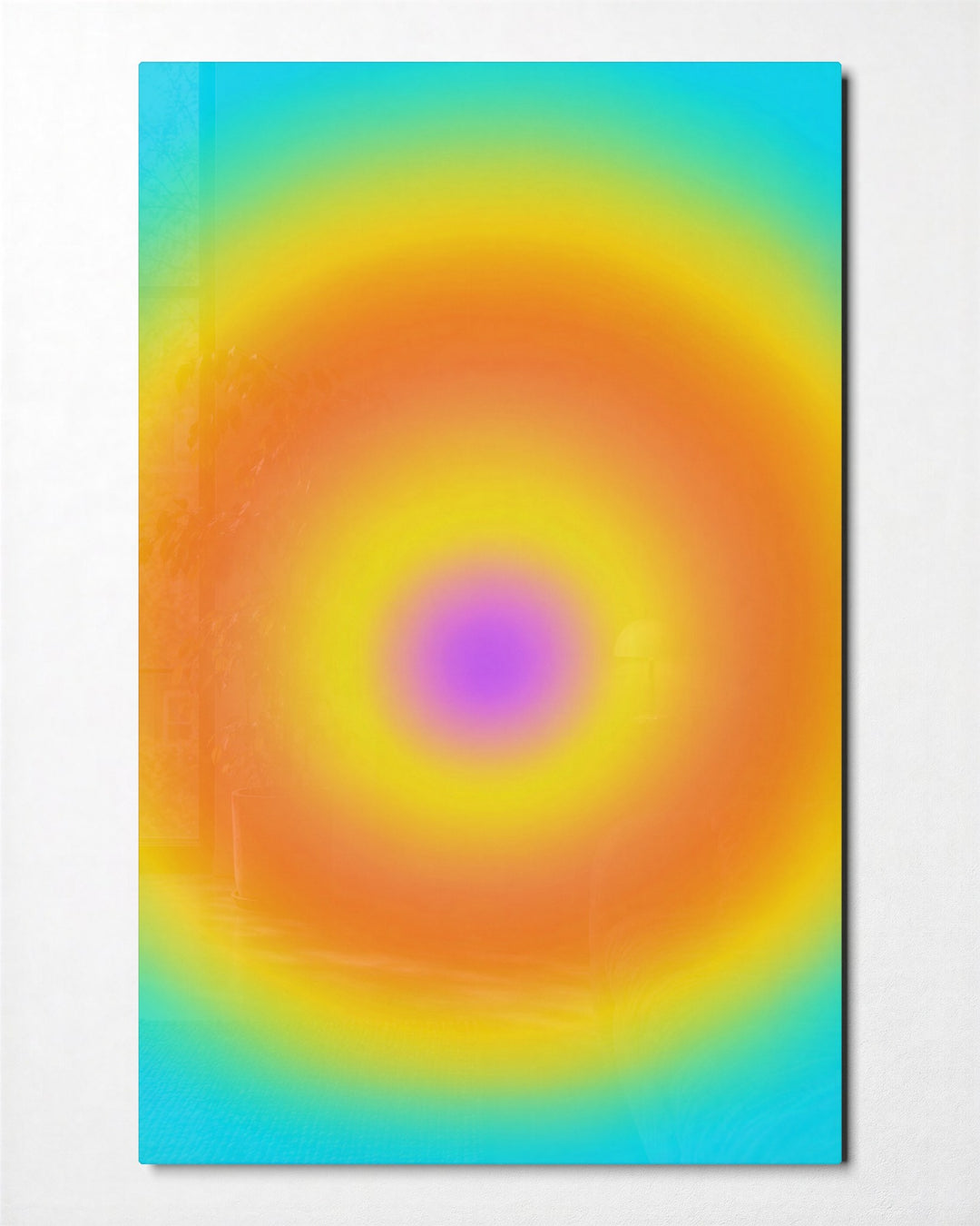 Blurred Bullseye glass wall art, front view