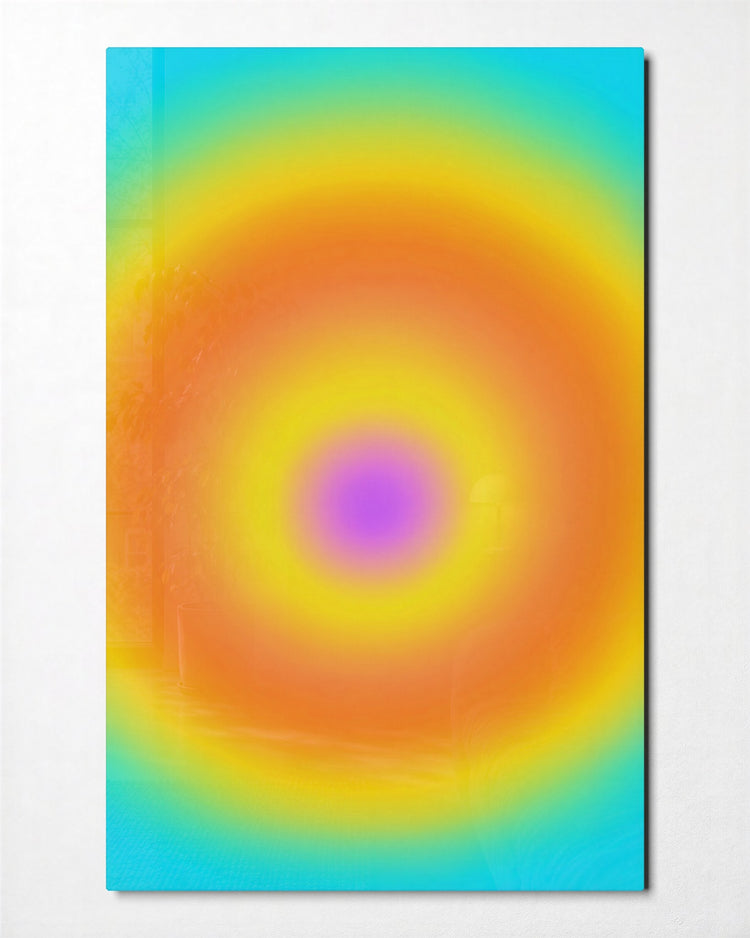 Blurred Bullseye glass wall art, front view