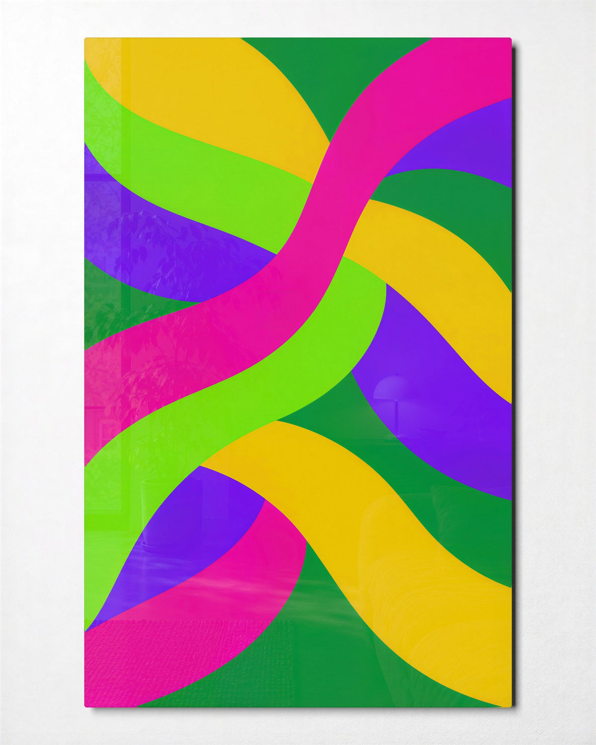 Braided Ribbons glass wall art, front view