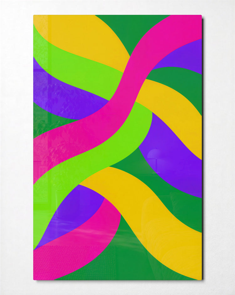 Braided Ribbons glass wall art, front view