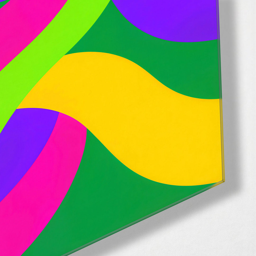 Braided Ribbons glass wall art, corner view