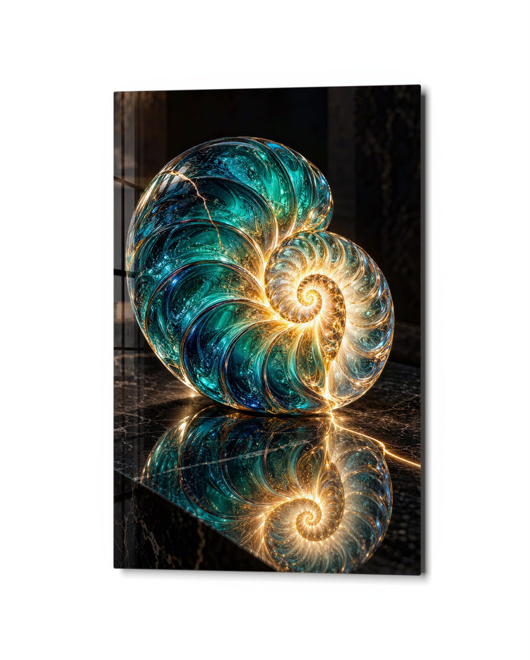 Shell Game glass wall art, studio view