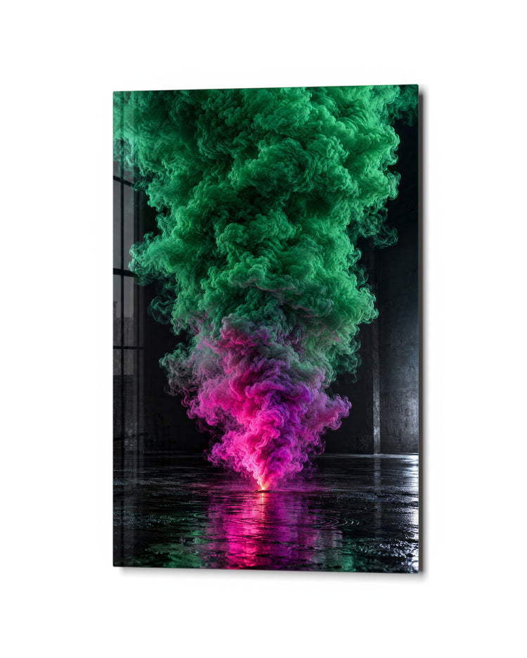 Plume Over Glass glass wall art, studio view