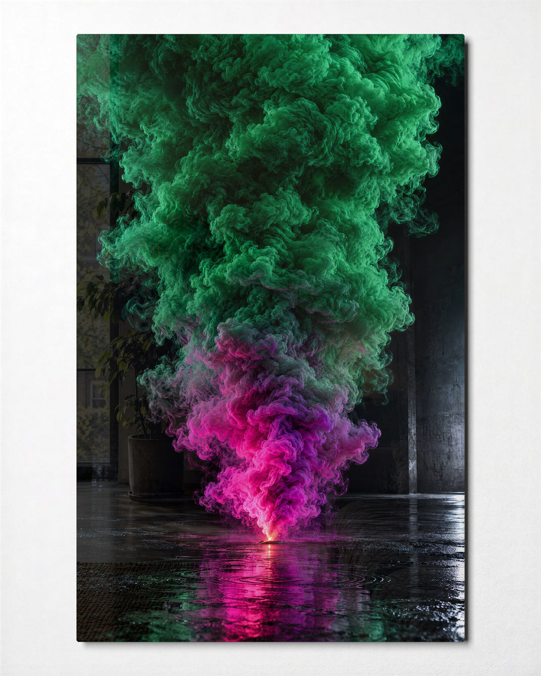 Plume Over Glass glass wall art, front view