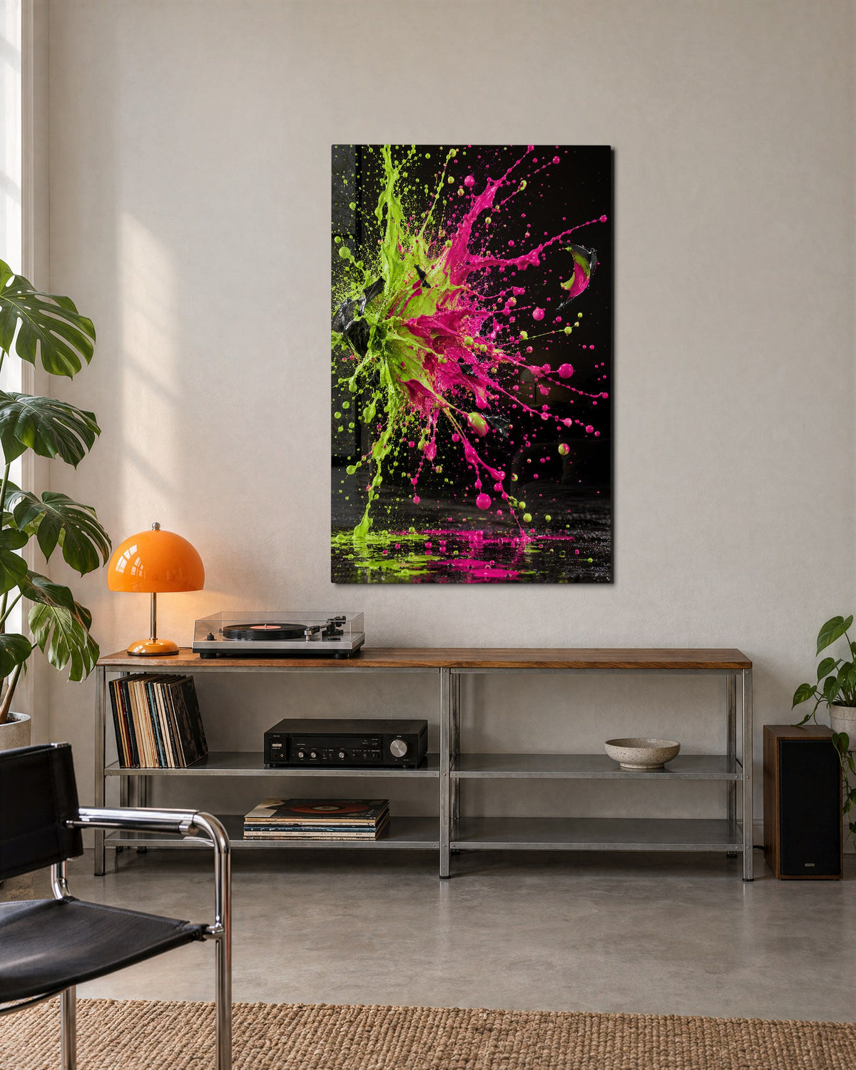 Liquid Showdown glass wall art, lifestyle view