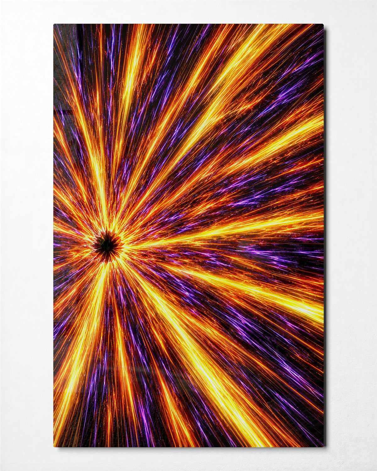 Sparks from a Single Dot glass wall art, front view