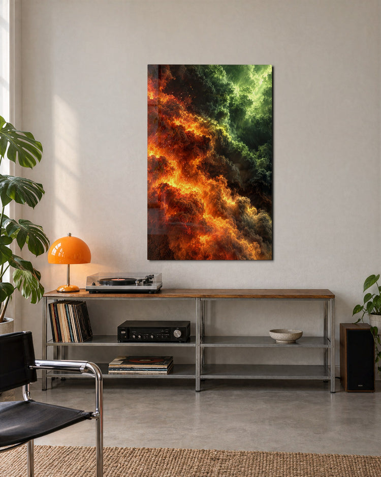 Storm Corner glass wall art, lifestyle view