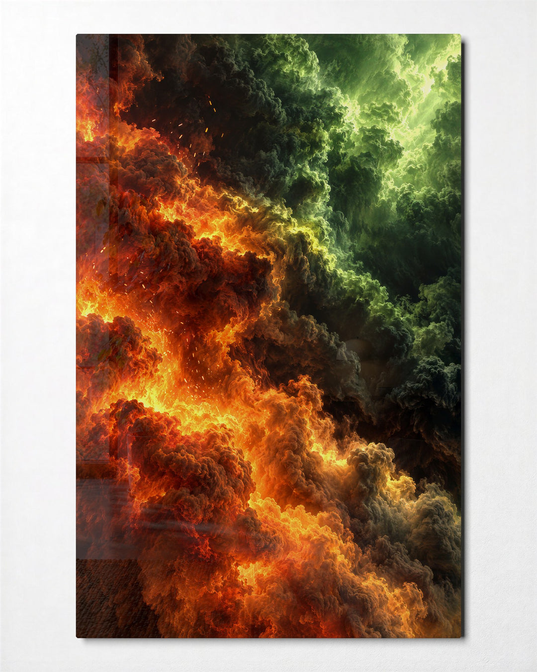 Storm Corner glass wall art, front view