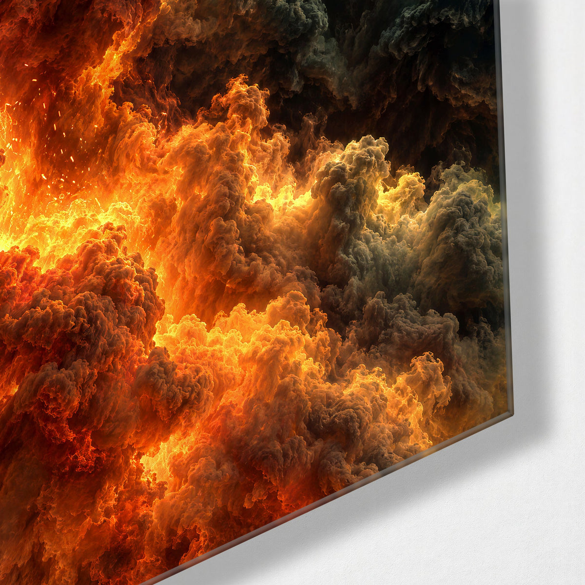 Storm Corner glass wall art, corner view