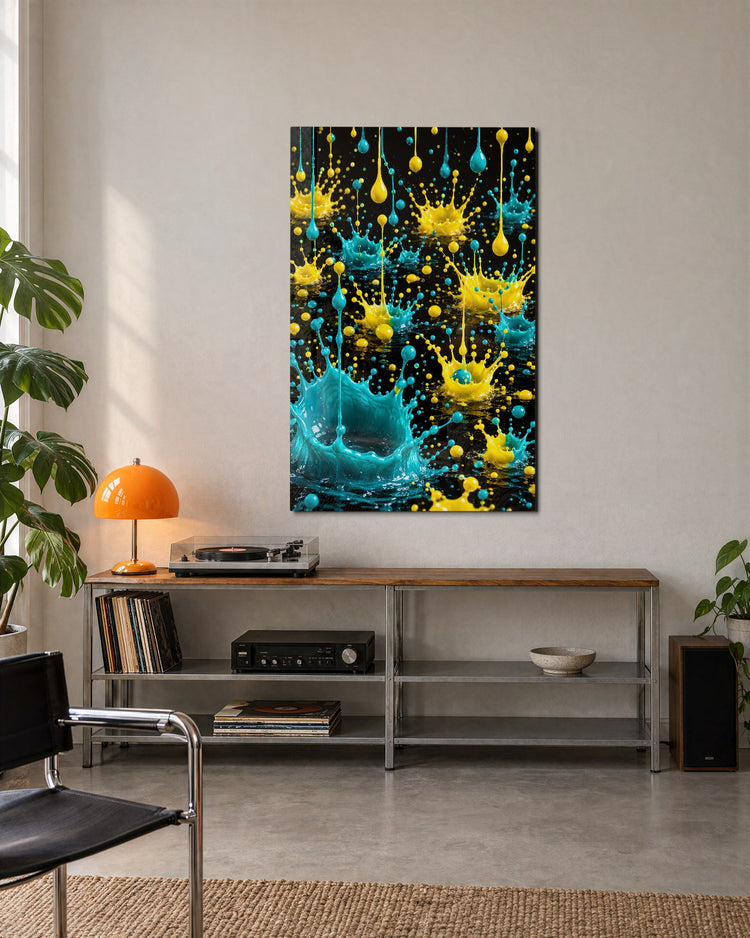Falling in Time glass wall art, lifestyle view