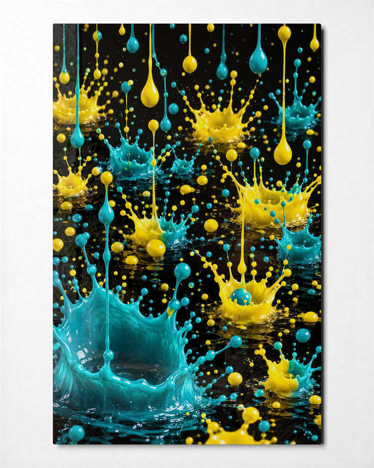 Falling in Time glass wall art, front view