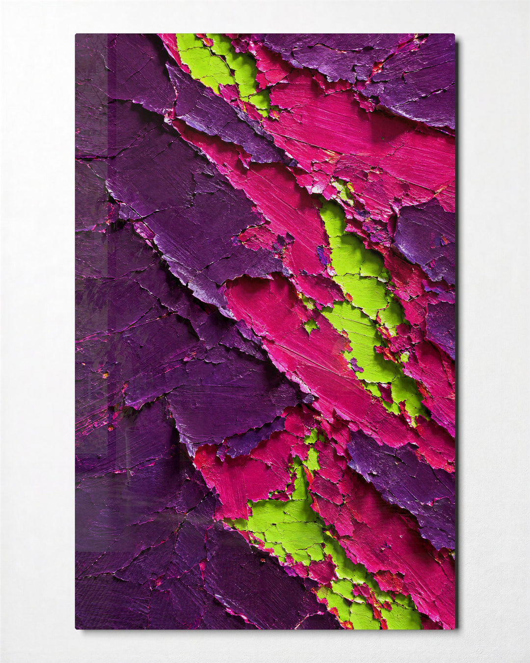 What the Paint Hid glass wall art, front view