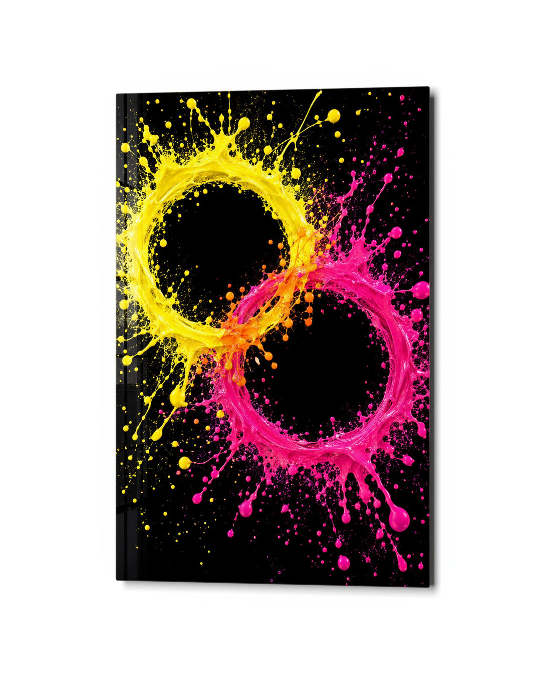 Twin Halos glass wall art, studio view