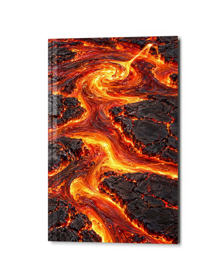 Lava Map glass wall art, studio view
