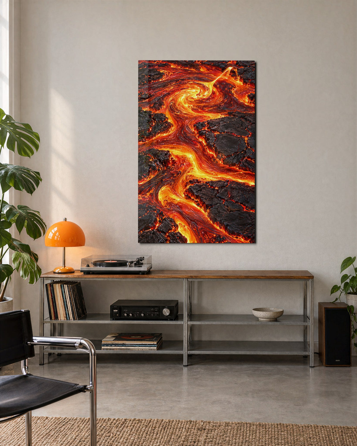 Lava Map glass wall art, lifestyle view