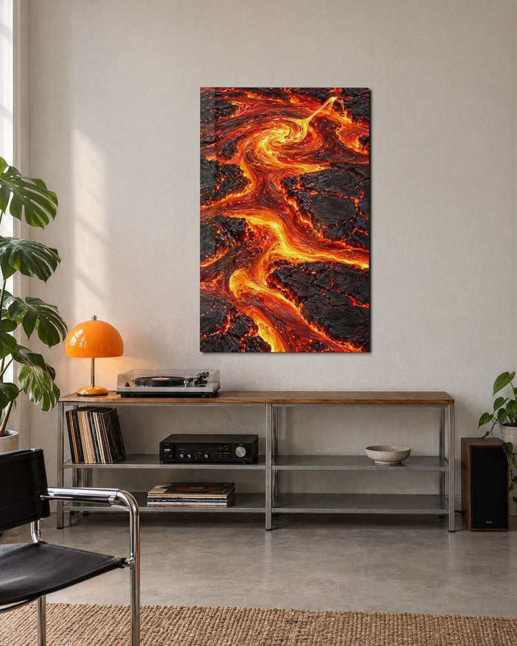 Lava Map glass wall art, lifestyle view