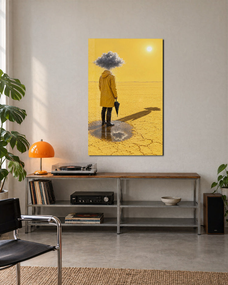 Personal Weather System glass wall art, lifestyle view