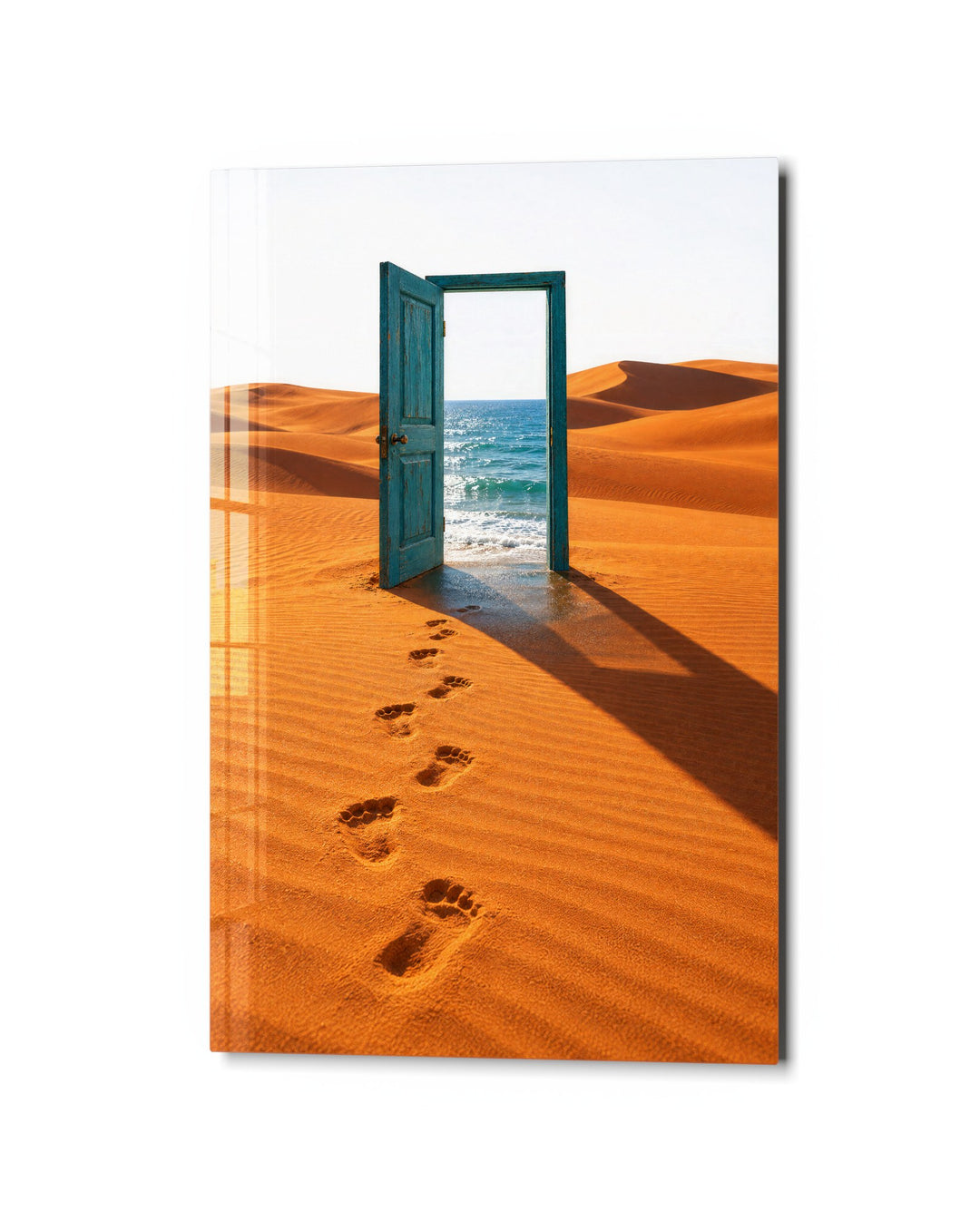 Exit onto the Sea glass wall art, studio view