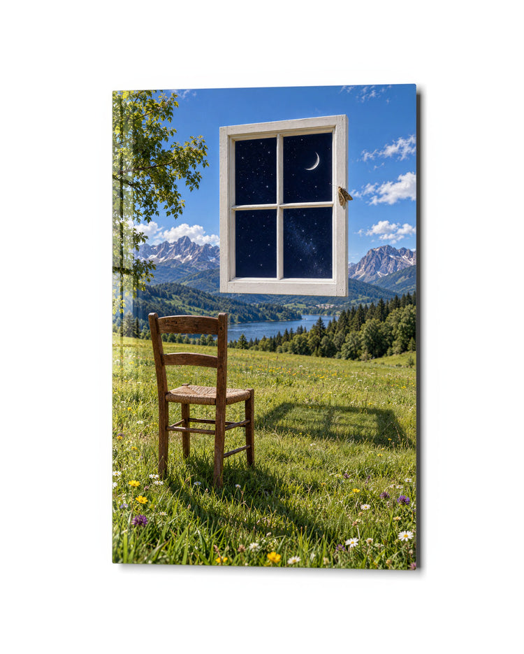 Starry View, Through a Frame glass wall art, studio view