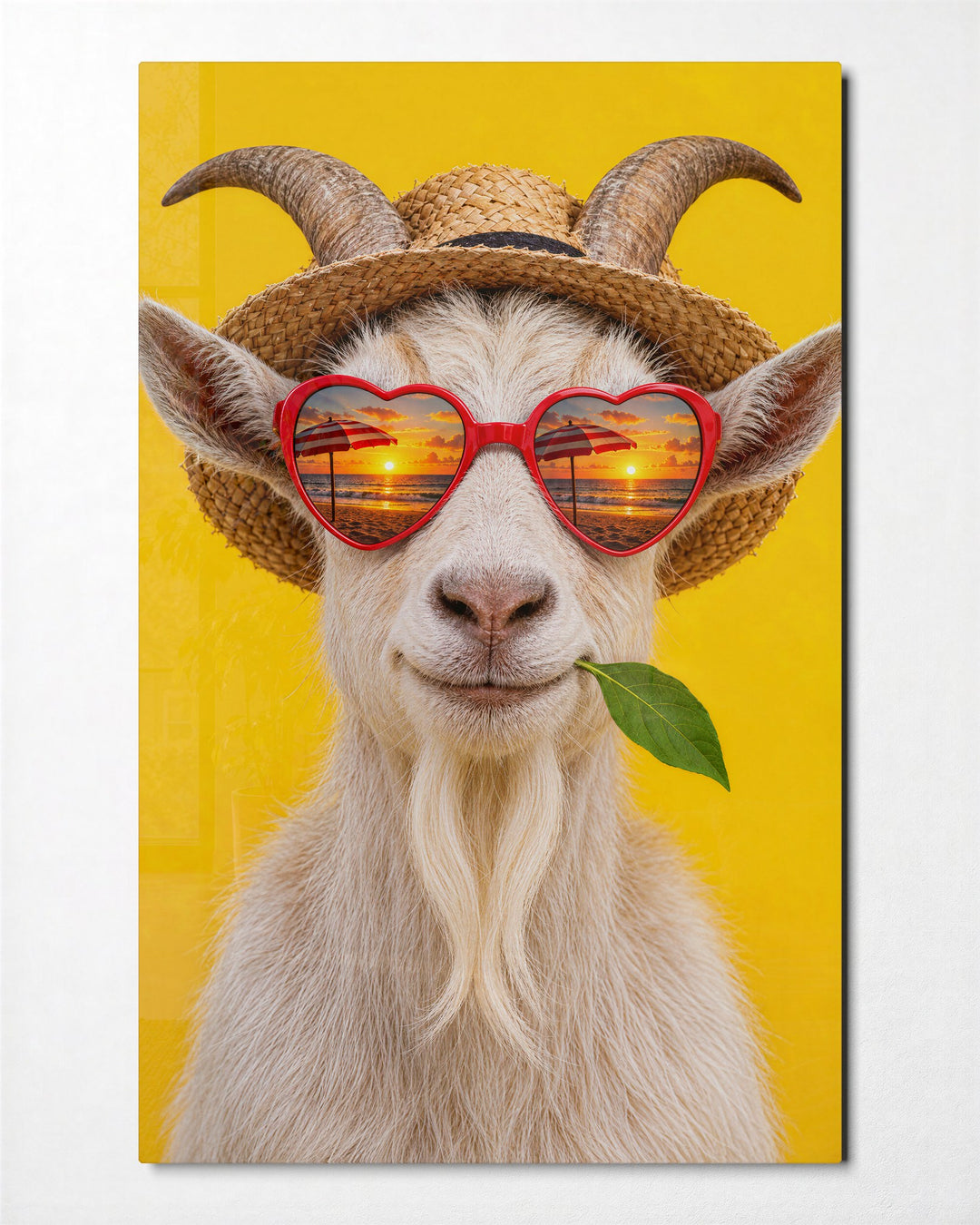 Vacation Mode, Engaged glass wall art, front view