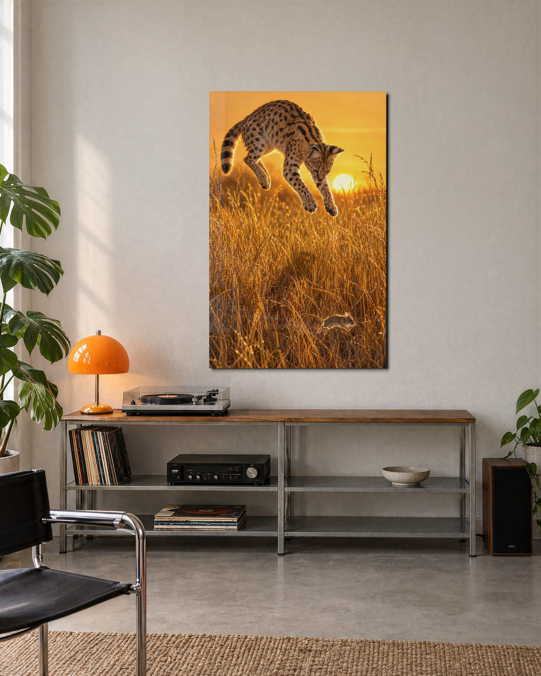 The Leap Before the Landing glass wall art, lifestyle view