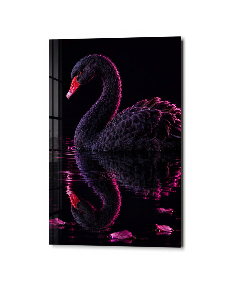 Dark Water, Rosy Edge glass wall art, studio view
