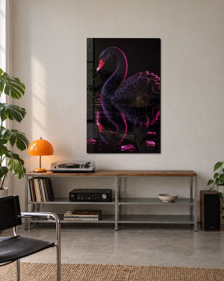 Dark Water, Rosy Edge glass wall art, lifestyle view