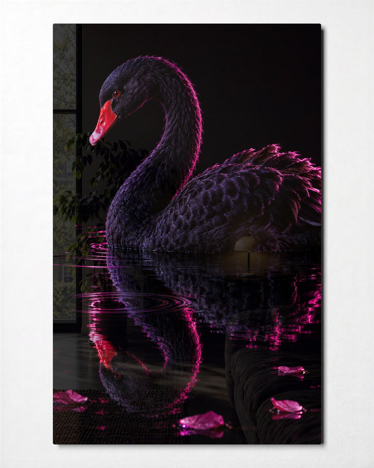 Dark Water, Rosy Edge glass wall art, front view