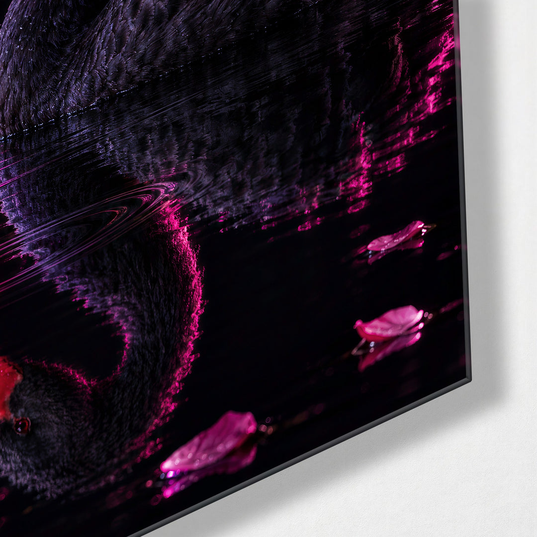 Dark Water, Rosy Edge glass wall art, corner view