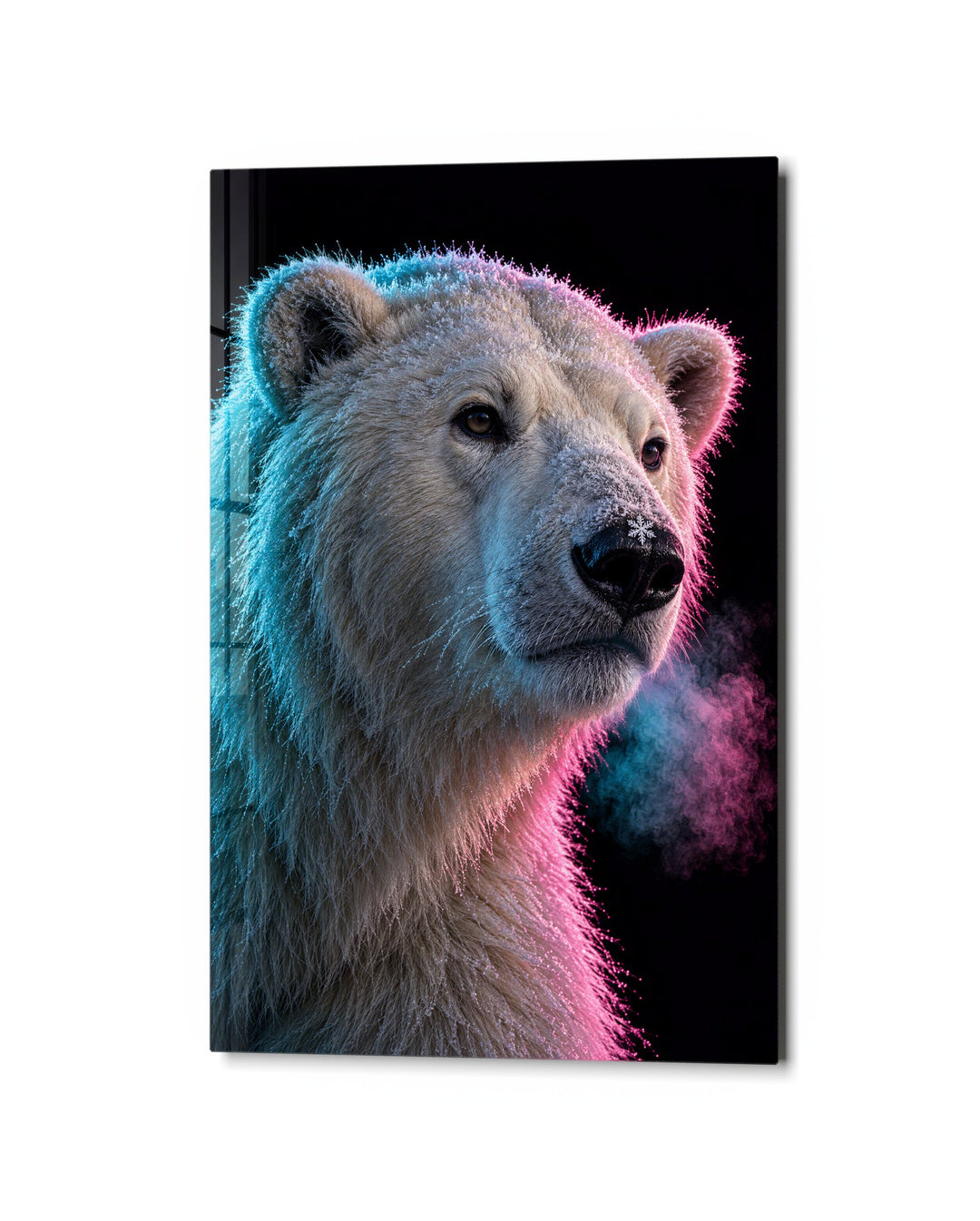Breath on Black glass wall art, studio view