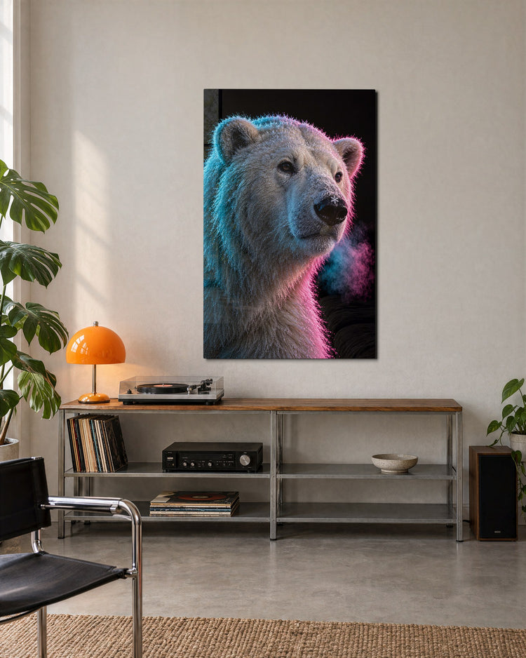 Breath on Black glass wall art, lifestyle view