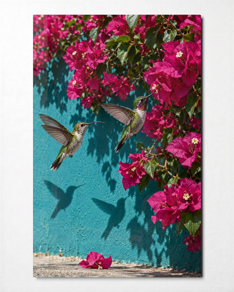Wings Stopped Midair glass wall art, front view
