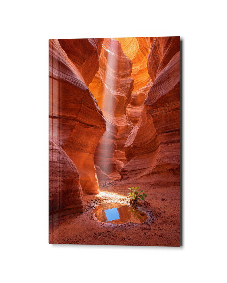 Narrow Walls, One Bright Beam glass wall art, studio view
