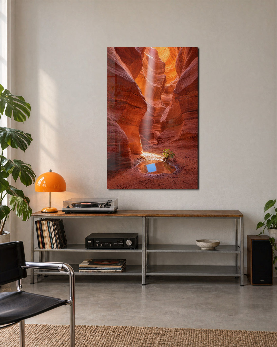 Narrow Walls, One Bright Beam glass wall art, lifestyle view